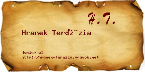 Hranek Terézia névjegykártya